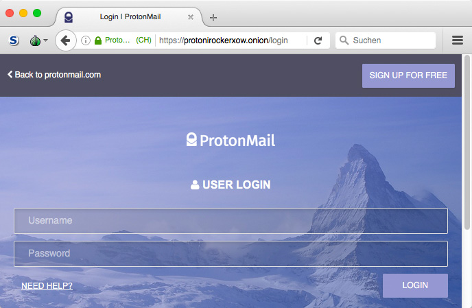 ProtonMail Tor Hidden Service Browser