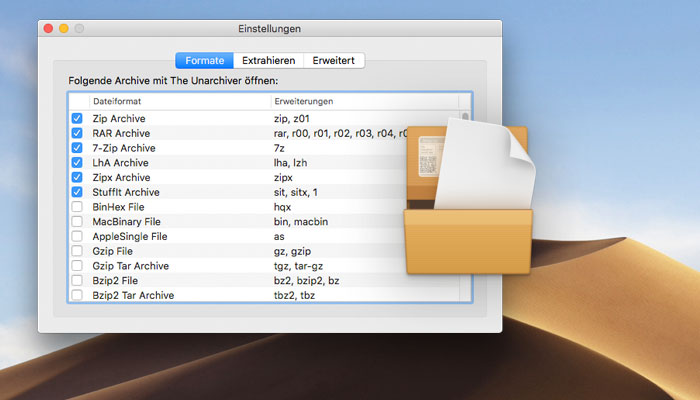 Entpack-Tool für macOS - The Unarchiver 4.0