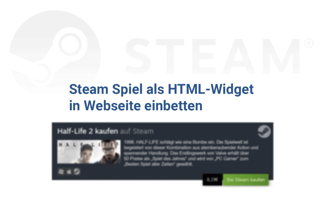 Steam Spiel als HTML-Widget in Webseite einbetten