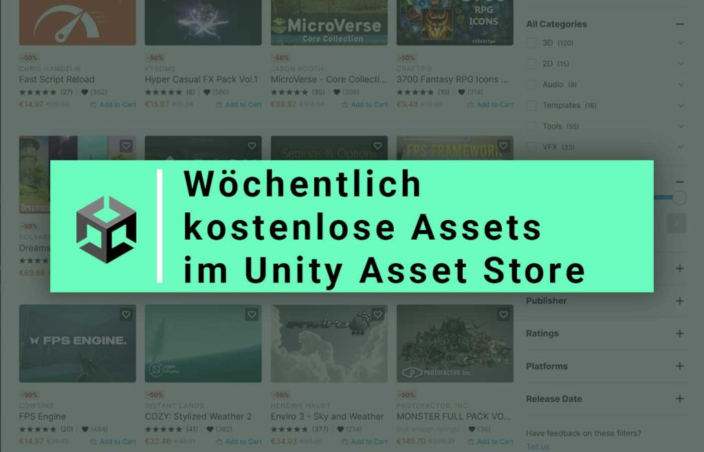 Wöchentlich kostenlose Assets im Unity Asset Store