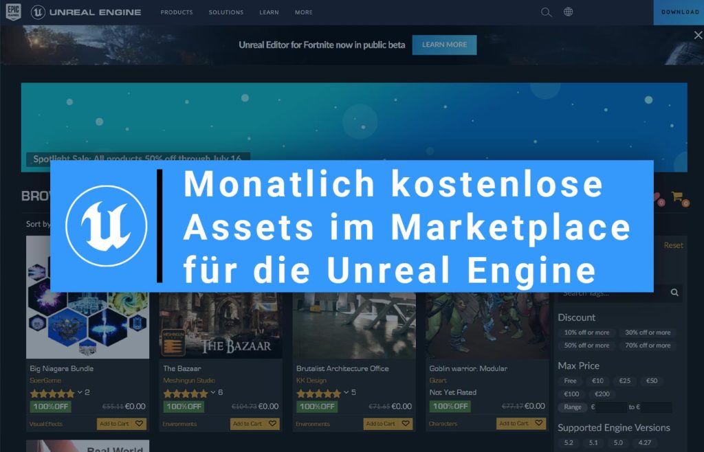 Unreal Engine Marketplace Secrets: Wie du monatlich kostenlose Assets bekommst